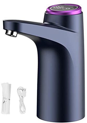 HEEPDD Dispensador de Agua Eléctrico, Bomba USB Recargable, Extracción Automática, Plástico Negro, 1200mAh, con Tubo de Silicona, para Oficina, Hogar, Acampar, Viajes