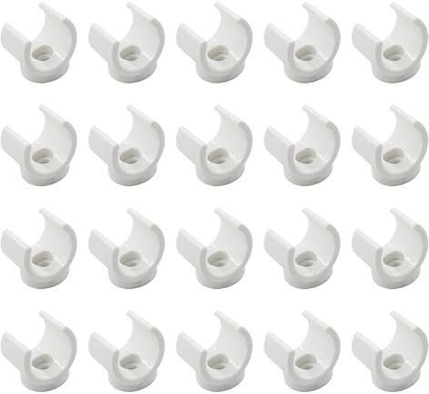 Litoexpe 3/4 Inch PEX Pipe Clamps, 20mm PVC Pipe Holder, Plastic U-Hook PEX Pipe Support Hangers, White PEX Water Pipe Clips, 20pcs PEX Tubing Clamp Tool