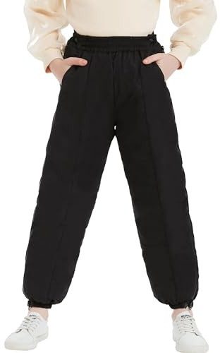 UGREVZ Girls Boys Snow Pants Kids 6-14 Years Old Teen Thick Waterproof Winter Warm Pants（ZMA02Black-12）