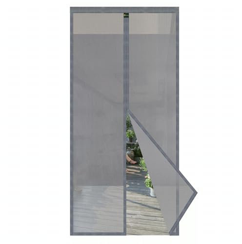 Sekey Fliegengitter Balkontür Magnet | Insektenschutz & Zentraler Privatschutzbereich | Mit Klettverschluss-Montage | Ohne Bohren | Passend für Holz/Eisen/Aluminium-Türen | 130x220 cm Grau