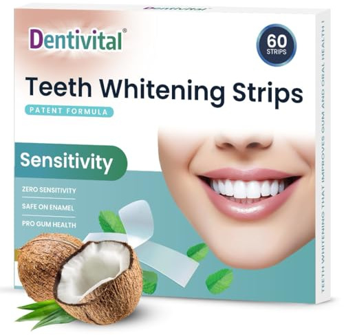 Teeth Whitening Strips, 60 Strips (30 Treatments) – Zero Sensitivity Whitening with Enamel Strengthening & Gum Revitalization–Teeth Whitener Strips for Deep Stain Removal with Dry Non-Slip Technology