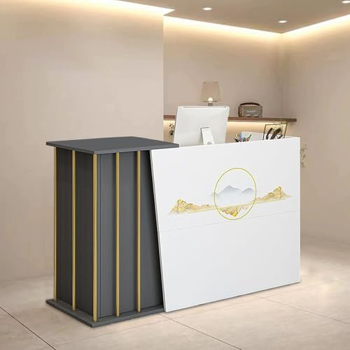 Receptiondisk med 2 Låsbara Lådor, Butikskassa med 4 Förvaringsutrymmen, Professionell Disktäcke för Kassa och Detaljhandel eller Klinik C 140cm