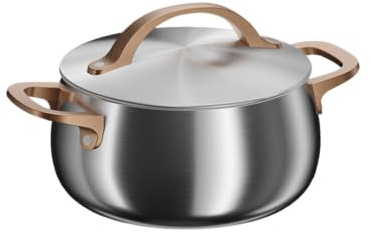 BergHOFF Home Kochtopf (20cm) – Edelstahl Topf mit Deckel – Kochtopf für alle Herdarten inkl. Induktion – Pastatopf - Ofenfest- Rose gold
