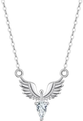 Bellitia Jewelry Collares alas de ángel en plata de ley 925 para mujeres, colgante de moda de circonita para vacaciones, regalo de joyería para novia