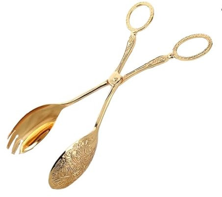Pinze da Cucina in Acciaio Inox Pinza for alimenti placcata in oro, clip for torta, for insalata, pane, pasticceria, utensile da barbecue, pinza for torta, macedonia di frutta, utensili da cucina(Gold