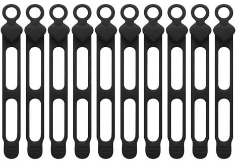Cable Ties - 10 Unidades Tiras de Silicona para Organizar Cables y Cordones - Organizador De Cables Elásticos Para Uso En Exterior Automóvil Y Escritorio,Sujeción Y Agrupación De