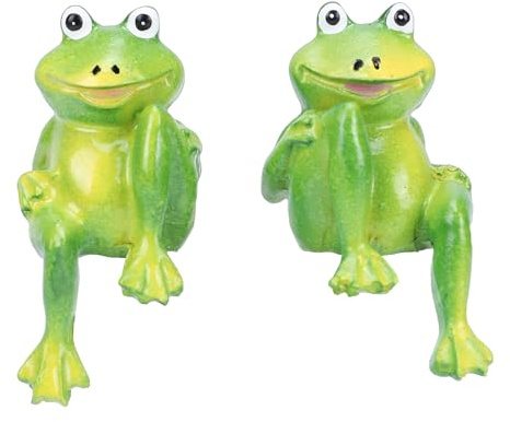 Cocoarm 2PCS Statue di Rane, Scultura Realistica di Animali Decorazione da Giardino con Colori Vivaci, per Prato Portico Cortile Matrimonio Feste Regalo