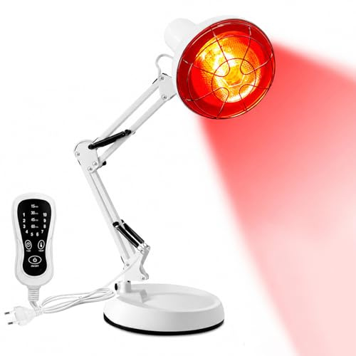 Infrarotlampe 150W, Rotlichtlampe Wärmelampe, 10 Stufen Temperaturregelung | mit Timer, Rotlichtlampe Infrarotlicht-Rotlicht-Wärmelampen Infrarotlichtlampe, Tragbare Infrarotlicht für Hausgebrauch