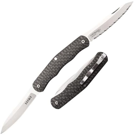 Cold Steel, Lucky Pen Knife, Klappmesser, Satin Finish, Taschenmesser, Griff: Kohlefaser, Slip Joint, scharfes Messer für Outdoor, Camping, Schnitzen