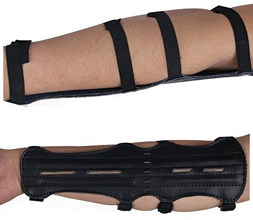 TOPARCHERY 12 Ultra Light Weight Leather Arm Guard Adjustable 4 Strap