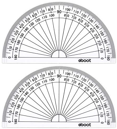 Plastic Protractor Math Protractors 180 Degrees, 4 Inch, Clear, Pack of 2