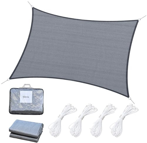 Outsunny Voile d'ombrage rectangulaire 6 x 4 m polyéthylène Haute densité Protection UV avec Sac de Rangement - Coloris Gris