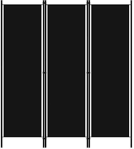 vidaXL Biombo Divisor de 3 Paneles de Pie Plegable Separador Habitación Dormitorio Estancia Decoración Partición Privacidad Negro 150x180 cm