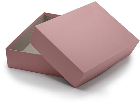 NEUSER PAPIER Geschenkbox mit Deckel DIN A4 – Aufbewahrungsbox Karton Altrosa bezogen – Geschenkkarton Schachtel stapelbar 302 x 213 x 70 mm, 1 Stück