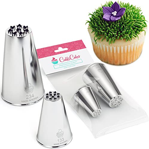 Cukkicakes Set di 2 Beccucci per Sac a Poche Professionali per decorare con erba sulle Torte (133 e 234), Cupcake e Biscotti - Bocchette per Pasticceria prodotte in Corea