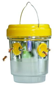Wespenfalle zum Aufhängen, 1/2er-Pack, Wespenfalle, gelbe Jackenfalle, Tischler-Bienenfallen für draußen, wiederverwendbare Hornissenfalle, Bienenfalle für den Außenbereich (1 Packung, Gelb)