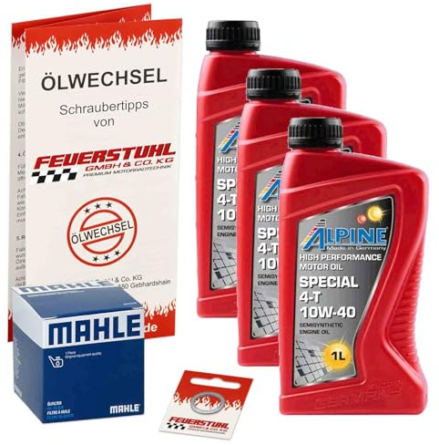 Öl & Ölfilter für Honda CMX 500 Rebel, 2017-2023 (PC56), Ölwechsel Set, Alpine 10W-40 Motoröl + Mahle Filter + Dichtring(e)