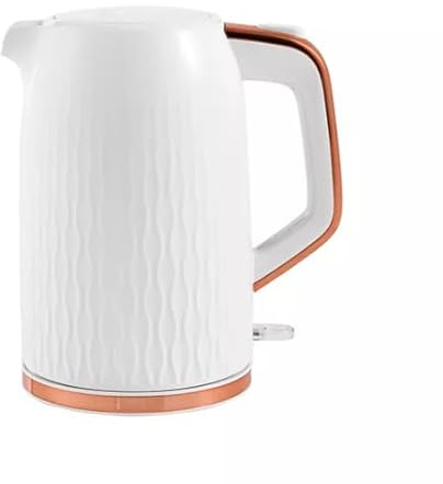 New Modern White Rose Gold-Tone Accents 1.7L Textured Kettle GTK301WG Electric Kettle Fast Boil Jug 3000W - D77