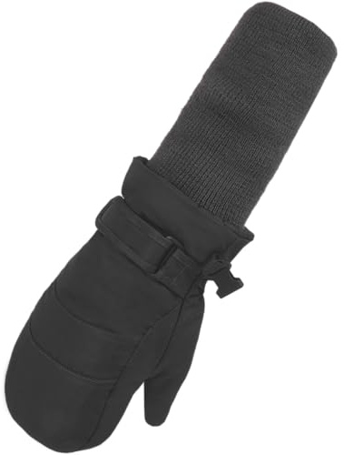 MAGARROW Children Kids Mittens Winter Warm Winter Snow Ski Windproof Gloves (Black- Long Cuff, 6-8 Years)
