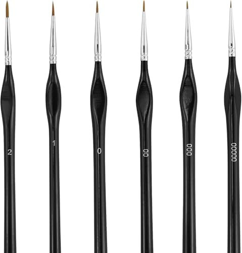JRSHIRLEYLTD Juego de 6 pinceles finos para detalles, pinceles en miniatura, pinceles de pintura para artistas, para dibujo, arte (6 tamaños)