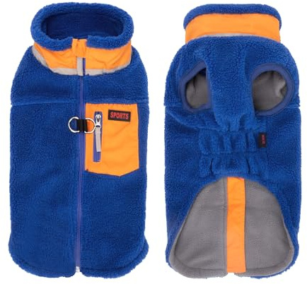 FEimaX Cappotto per Cani Invernale Giacca in Pile Calda con Anello a D, Gilet Cane Antivento Cucciolo Vestiti Caldo per Cani di Piccola e Media Taglia