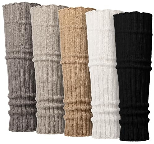 Nezyo 5 Paare Stulpen Damen Lose Gestrickte Beinwärmer Legwarmers für Damen Ballett Yoga Winter Knöchel Socken