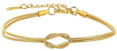JewelryWe Liebesknoten Armband Freundschaftsarmband für Damen, Edelstahl Schlangenkette Unendlichkeit BFF Paar Armbänder Verstellbares Partnerarmband Geschenke für Frauen Beste Freundin
