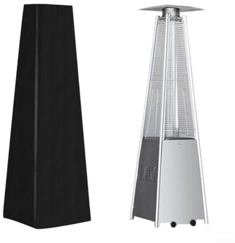 Schutzhülle für Heizpilz, Haube für Terrassenheizer, Heizpilz, Schwarz, Witterungsbeständig UV-Beständiges, Heizstrahler Abdeckung, Schwarz, Outdoor, 53 x 53 x 229cm