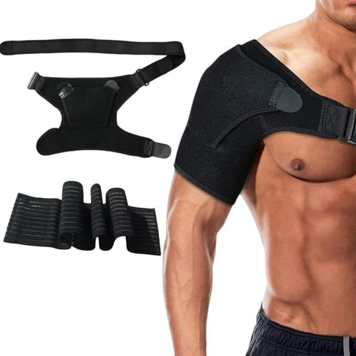 VYNZOR Tutore Spalla,Supporto Cuffia dei Rotatori per Dolore,Tutore Supporto Fascia Leggero in Neoprene,per Sollievo Dal Dolore Alla Spalla,per Braccio Destro e Sinistro,Include protezioni per i polsi