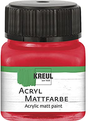 KREUL 75205 - Acryl Mattfarbe, rot im 20 ml Glas, cremig deckende, schnelltrocknende Farbe auf Wasserbasis, für viele verschiedene Untergründe geeignet