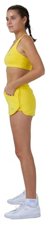 Sportkind Mädchen & Damen Tennis, Volleyball, Sport Shorts 2-in-1 mit Innenhose & Taschen, gelb, Gr. 116