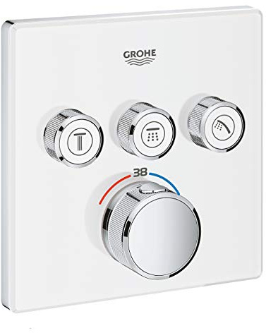GROHE Grohtherm SmartControl termostat (med 3 avstängningsventiler, färdig monteringssats för Rapido SmartBox (35 6)) måne vit, 29157LS0