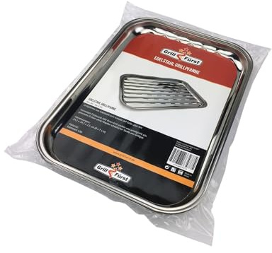 Grillfürst Grillpfanne/Grillschale aus Edelstahl 24 x 34 cm - Wiederverwendbare BBQ Grillpfanne für Gemüse, Fleisch & Fisch - Spülmaschinenfest & Rostfrei