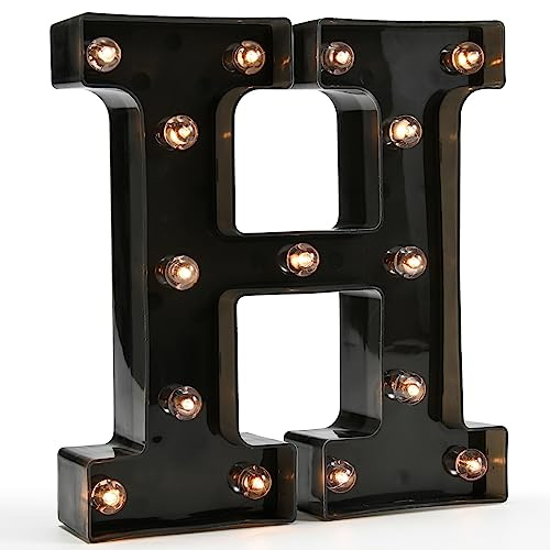 Light Up Black Alphabet Marquee Letters LED Lights Sign for Night Light Home Bar Christmas Lamp Birthday Party Wedding Decoration H
