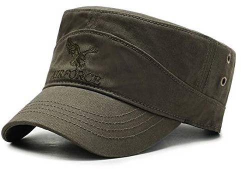 HUA YANG Army Kappe Herren Baumwolle Vintage Verstellbar Flat Top Baseballmütze