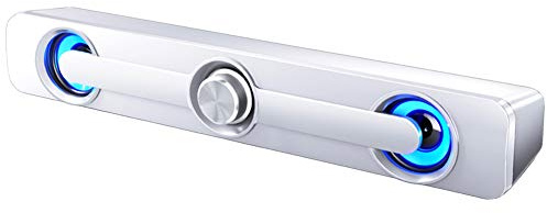 HHUARI Barra de Sonido para TV Mini Altavoz Bluetooth Inalámbrico Envolvente 3D Estéreo Súper Sonido, Barra de Sonido de 2.0 Canales Altavoz Bluetooth 5.0 Compacto y Potente,Blanco The New