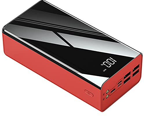 Power Bank, Caricabatterie Portatile da 60000 mAh con Uscite e Ingressi, Caricabatterie Rapido per iPhone con Torcia Batteria Esterna USB C ad Altissima Capacità(Size:Rosso,Color:600000Mah)