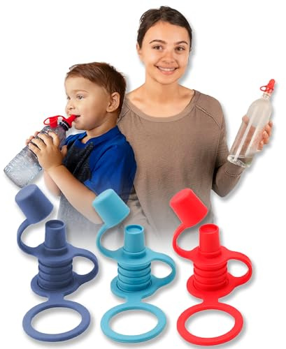 WNL | 3 Boquillas de Silicona para Botellas Agua y Vino | Tapones Universales para Cantimploras niños | Tapas flexibles para Biberones | Libres de BPA (Pack-3)