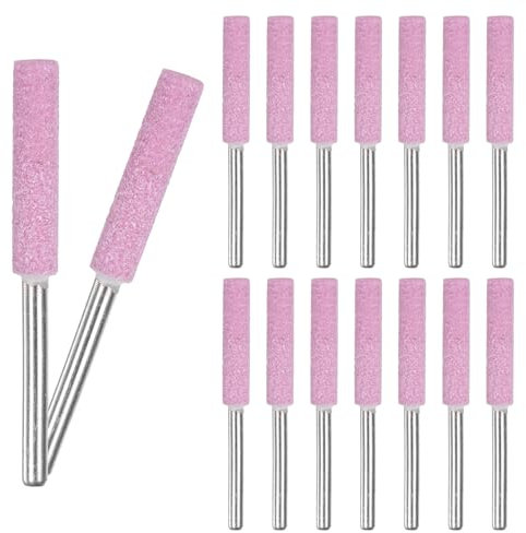 M METERXITY 16-Pack 3/16 Inch Titanium Plated Diamond Chainsaw Sharpener, High Hardness Grinding Stone Chainsaw Sharpening Kit for Electric Chainsaw Sharpener/Stone Carvings [3mm Pink]
