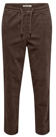 ONLY & SONS Onslinus Tap Corduroy 0185 Pant Noos 0185-Pantaloni, Chicco di caffè, M Uomo