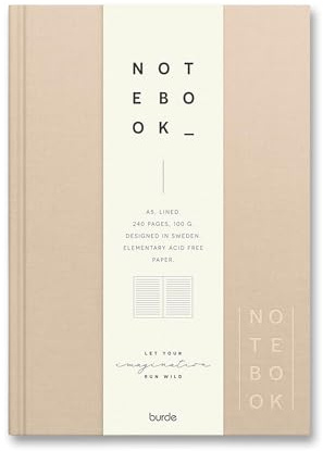 burde A5 Notizbuch Liniert – Beige Leinen-Hardcover, Schreibnotizbuch & Tagebuch für Erwachsene, Vintage-Stil, Journaling für Damen & Herren, 240 Seiten