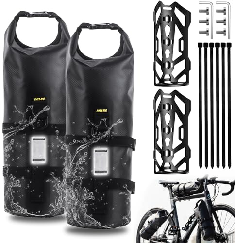 Desing Wish 4.5L 2Pezzi Borsa Forcella Bicicletta Borsa impermeabile Borsa Ruota Anteriore Borse Bici Rolltop Borsa Telaio con Supporto Portapacchi per MTB Ebike Accessori