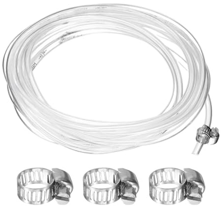 sourcing map PVC Clear Vinyl Tubing, 0.16 ID. 0.24 OD. 9.84 ft Length PVC Tube, Drain Hose, Water Pump Hose, Irrigation Pipe, Plastic Tube with Clamps for Water Oil Transfer, Transparent