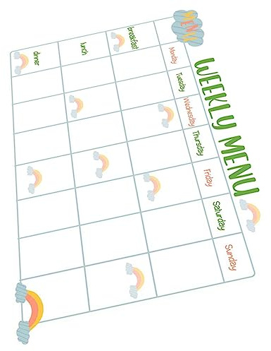 HAMPPLIES Sticky Dry Erase Weekly Meal Planner Board with PVC Material for Fridge and Space for Grocery Lists for Meal Planning and Weekly Scheduling