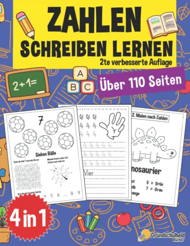 Zahlen Schreiben lernen ab 4 Jahre: Ein großer Kindergartenblock, Vorschulblock und Malbuch zum Zahlen schreiben üben. Perfekt geeignet für Kinder ab ... Mädchen - Topfit für den Schulstart, Band 7)