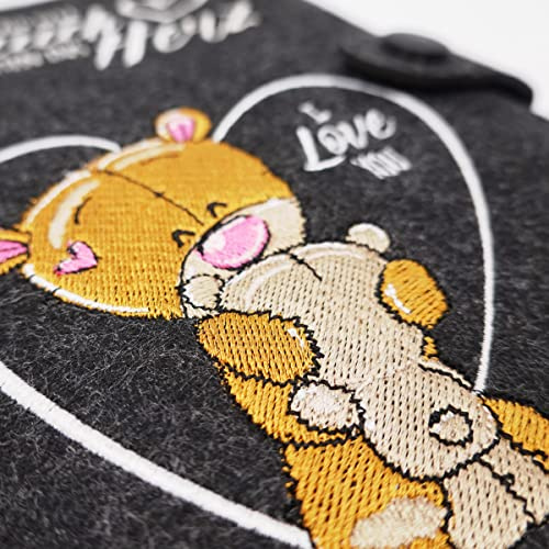 Emadele U-Heft Schutzhülle 'Aus dem Bauch mitten ins Herz' Anthrazit aus Filz Handmade. Kinder-Untersuchungsheft Hülle für Impfpass