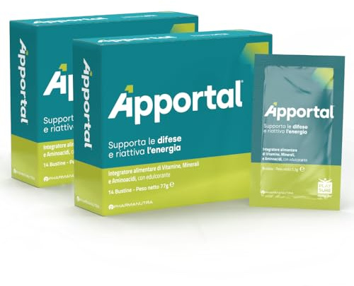 Integratore Alimentare, Tonico - Energizzante, 19 nutrienti, Ferro e magnesio sucrosomiale®, Vitam. C, Recup. fisico e mentale, Riattiva l'energia, Post convalescenza, 14 + 14 Bust, Apportal® 4 in 1