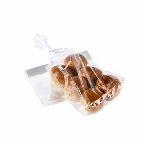 11 x 18 Inch French Bread Bags, 100 Clear Plastic Baugette Long Bags With Free Twist Ties - Mirco Perforated, Thickened, Freezer Safe, Disposable