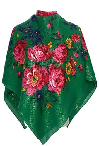 Russian Babushka Women's Scarf Shawl Wrap Oversized Traditional Retro Ukraine Style Printed Square Scarfs（43inx43in)