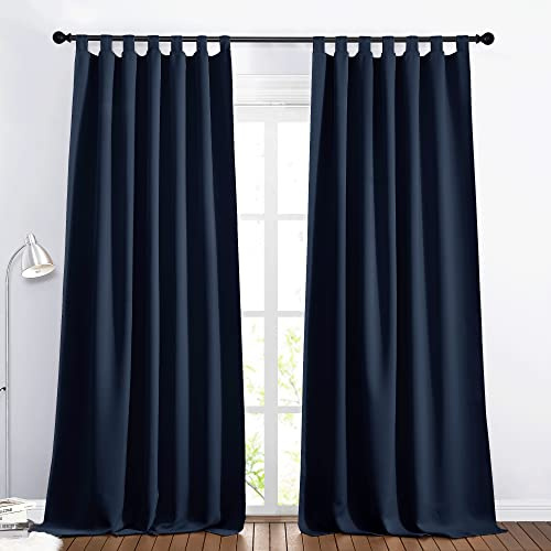 Pony Dance Thermo-Verdunkelungsvorhänge, blau, Blickdicht, für Schlafzimmer, Jungen, Enfatn Teenager, fertig zum Aufhängen, Polyesterstoff für Wohnzimmer, L 140 x H 245 cm, Dunkelblau, 2 Stück